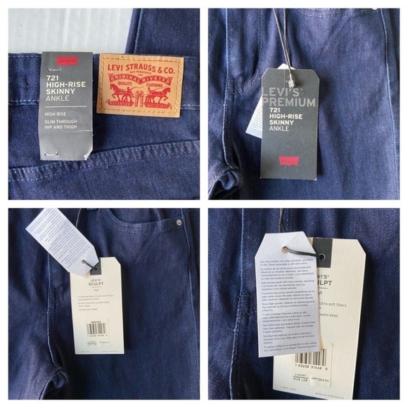 LEVIS 721 High Rise Skinny Ankle Jeans Womens Size 6 Short W28 x L28 Dark Wash - Picture 9 of 14